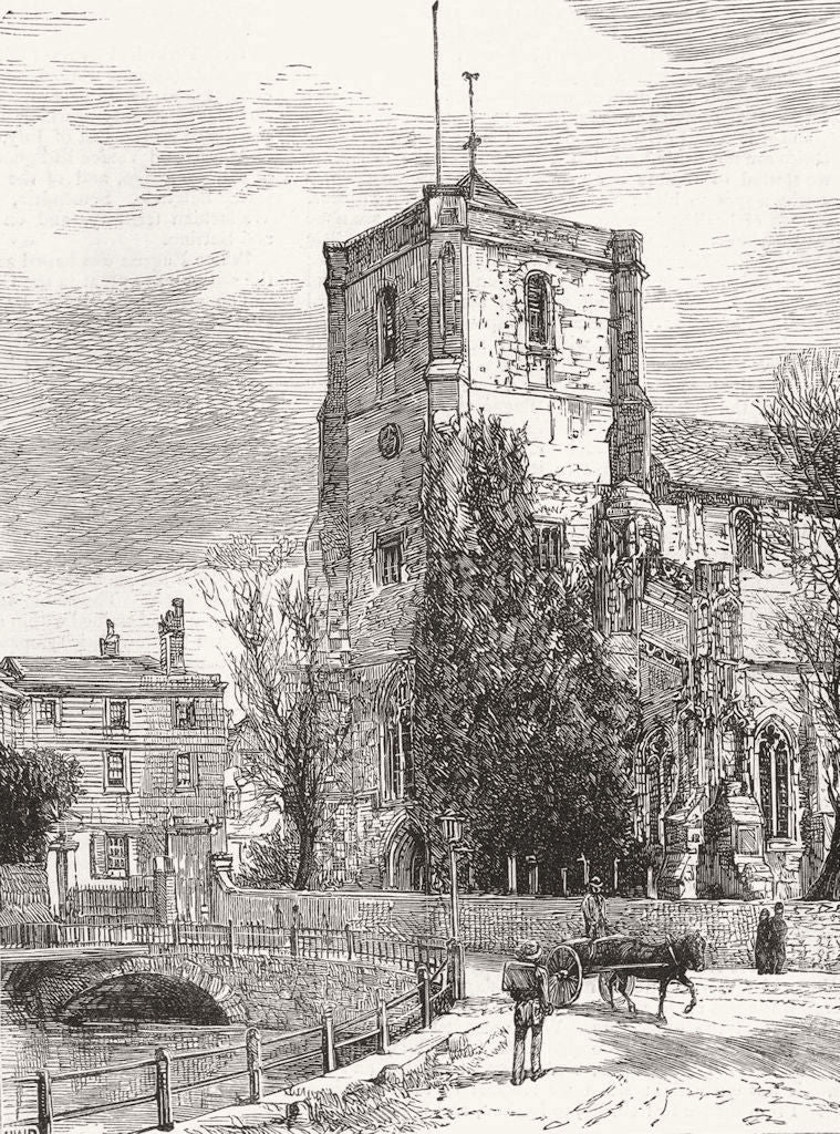 ESSEX. Waltham Abbey. Exterior 1882 old antique vintage print picture